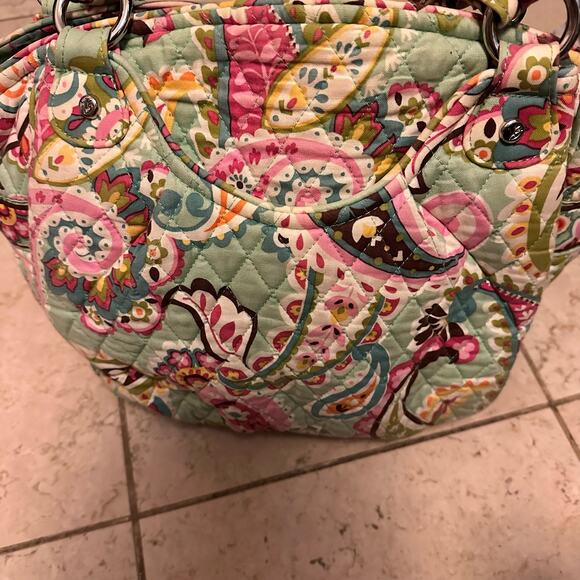Vera Bradley Mandy Paisley Quilted Tote Shoulder Bag Purse Tutti Fruitti Green - Picture 7 of 12